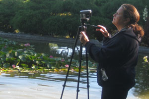 Carol Chapman filming a scene